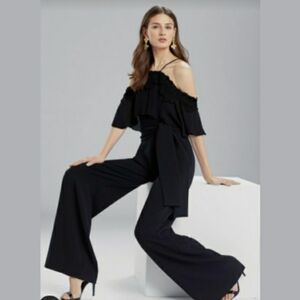 Josie Natori Core Crepe With Lace  Jumpsuit